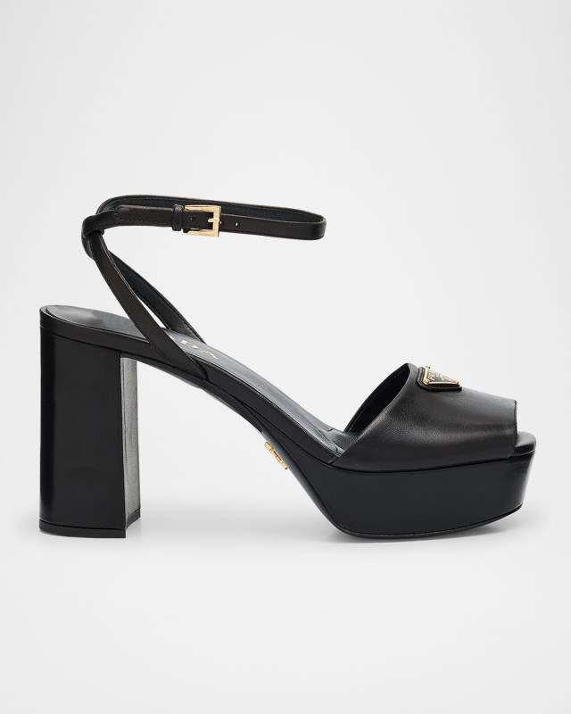 Nappa Triangle Peep-Toe Platform Sandals
